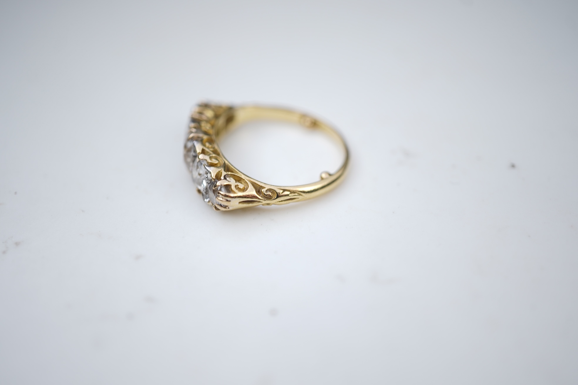 A Victorian five-stone diamond ring, late 19th century